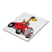 Funky Giraffe Driving Red Convertible Tegeltje (Zijkant)