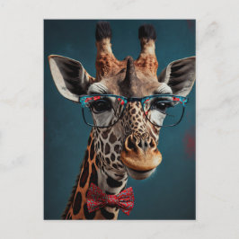 Funky Giraffe Hipster Funny Animal Portretten Briefkaart