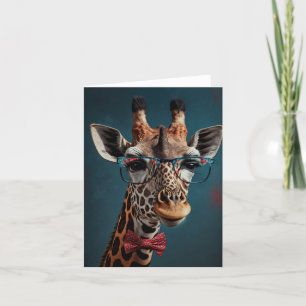Funky Giraffe Hipster Funny Animal Portretten Kaart