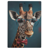 Funky Giraffe Hipster Funny Animal Portretten Klembord (Achterkant)