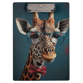 Funky Giraffe Hipster Funny Animal Portretten Klembord