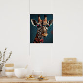 Funky Giraffe Hipster Funny Animal Portretten Poster (Keuken)