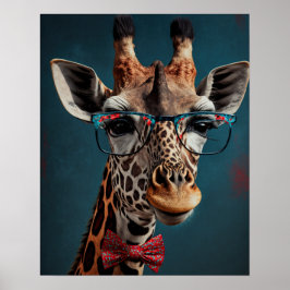 Funky Giraffe Hipster Funny Animal Portretten Poster