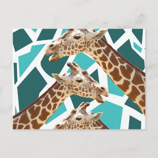 Funky Giraffe print Blauwgroen blauw dierenpatroon Briefkaart (Voorkant)