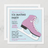Funky Girl Ice Skating Birthday Party Invitation Kaart (Voorkant / Achterkant)