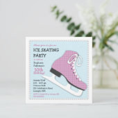 Funky Girl Ice Skating Birthday Party Invitation Kaart (Staand voorkant)