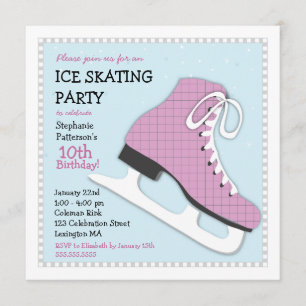 Funky Girl Ice Skating Birthday Party Invitation Kaart