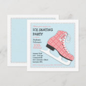 Funky Girl Ice Skating Birthday Party Kaart (Voorkant / Achterkant)