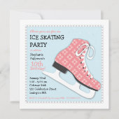 Funky Girl Ice Skating Birthday Party Kaart (Voorkant)