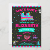 Funky Girl Roller Schaats Chalkboard Birthday Part Kaart (Voorkant)