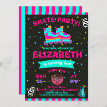 Funky Girl Roller Schaats Chalkboard Birthday Part