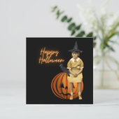 Funky  Girl Witch Halloween Flat Kaart (Staand voorkant)