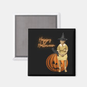 Funky  Girl Witch Halloween Magneet (Voorkant / Achterkant)