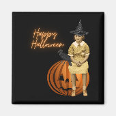 Funky  Girl Witch Halloween Magneet (Voorkant)