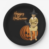 Funky  Girl Witch Halloween Papieren Bordje (Voorkant)
