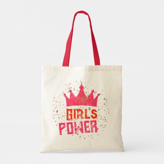 Funky Girls Power Crown Gold Stars Roze Rood Tote Bag (Achterkant)