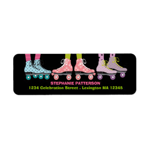Funky Girls Roller Skating Adresetiketten Etiket