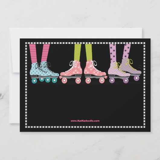 Funky Girls Roller Skating Birthday Party Kaart (Achterkant)