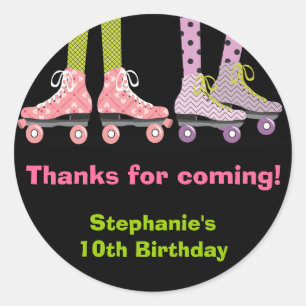 Funky Girls Roller Skating Favor Stickers