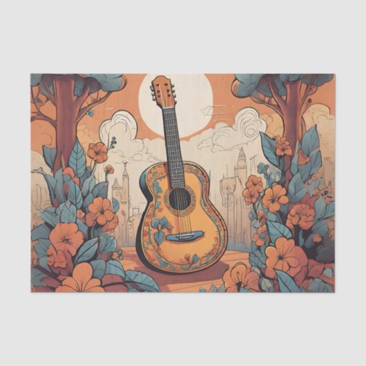 Funky Gitaar Decoupage Tissuepapier (Voorkant)