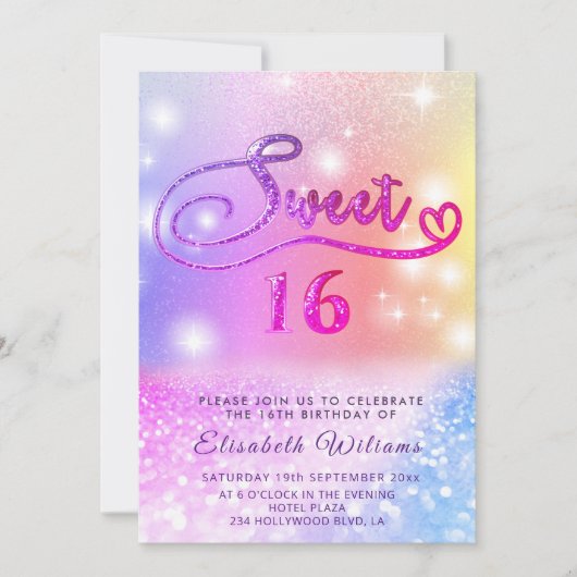 Funky Glam girly Colorful glitter script Kaart (Voorkant)