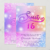 Funky Glam girly Colorful glitter script Kaart (Voorkant / Achterkant)