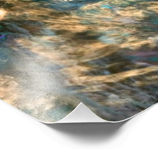 Funky Gold Abstract gekleurd water Foto Afdruk (Hoek)