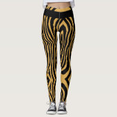 FUNKY GOLD & BLACK ANIMAL PRINT STREEPPATROON LEGGINGS (Voorkant)