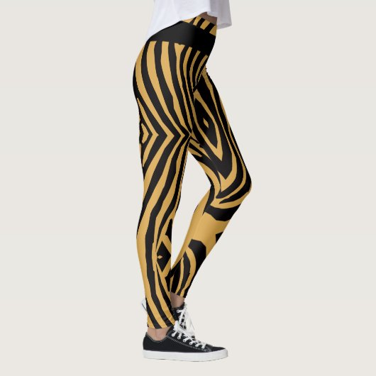 FUNKY GOLD & BLACK ANIMAL PRINT STREEPPATROON LEGGINGS (Rechts)