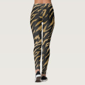 Funky Gold en Black Trendy Tiger Stripes Print Leggings (Achterkant)
