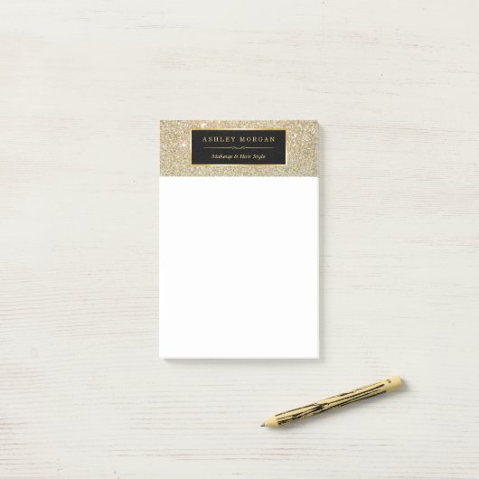 Funky Gold Glitter Sparkles Beautique Post-it® Notes (Op bureau)