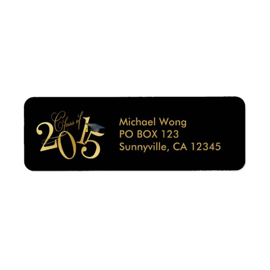Funky Gold Klasse van 2015 Afstuderen Etiket (Voorkant)
