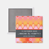 Funky Golven | 03 * Roze Geeloranje | sparen Datum Magneet (Voorkant / Achterkant)