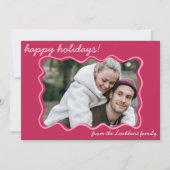 Funky golvende hand getekende grillige grens foto feestdagenkaart (Voorkant)