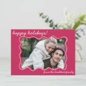 Funky golvende hand getekende grillige grens foto feestdagenkaart (Staand voorkant)