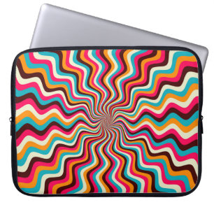 Funky golvende multicolored sunburst background ar laptop sleeve