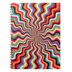 Funky golvende multicolored sunburst background ar notitieboek