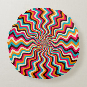 Funky golvende multicolored sunburst background ar rond kussen