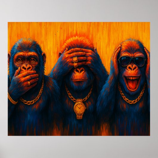 Funky Gorillas Trio — See No Evil Poster (Voorkant)