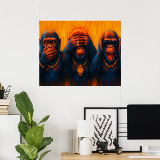 Funky Gorillas Trio — See No Evil Poster (Thuiskantoor)