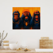 Funky Gorillas Trio — See No Evil Poster (Keuken)