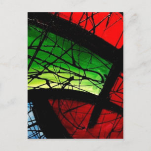 Funky Green Abstract Square Painting Briefkaart
