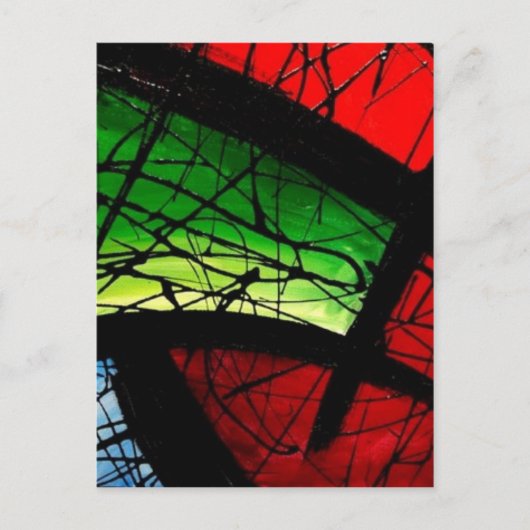 Funky Green Abstract Square Painting Briefkaart (Voorkant)