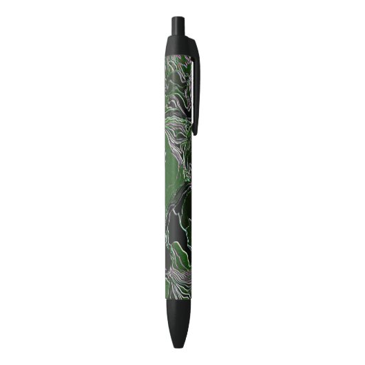 Funky Green Army Camo Zwarte Inkt Pen (Achterkant (Verticaal))