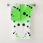 Funky Green Black Stippen Abstracte kunst Bad Handdoek (Insitu)