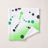 Funky Green Black Stippen Abstracte kunst Bad Handdoek (Wasdoekje)