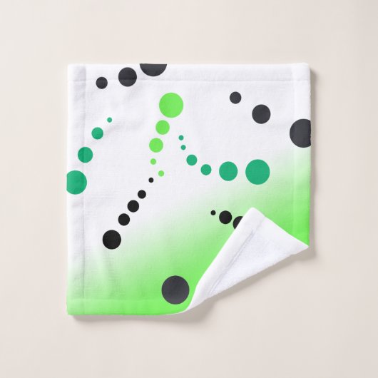 Funky Green Black Stippen Abstracte kunst Bad Handdoek (Wasdoekje)