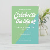 Funky Green Blue Retro Celebration of Life Kaart (Staand voorkant)