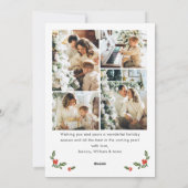 Funky Green Christmas Bow Ribbon 5 Photo Feestdagenkaart (Achterkant)