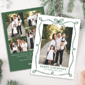 Funky Green Christmas Bow Ribbon 5 Photo Feestdagenkaart
